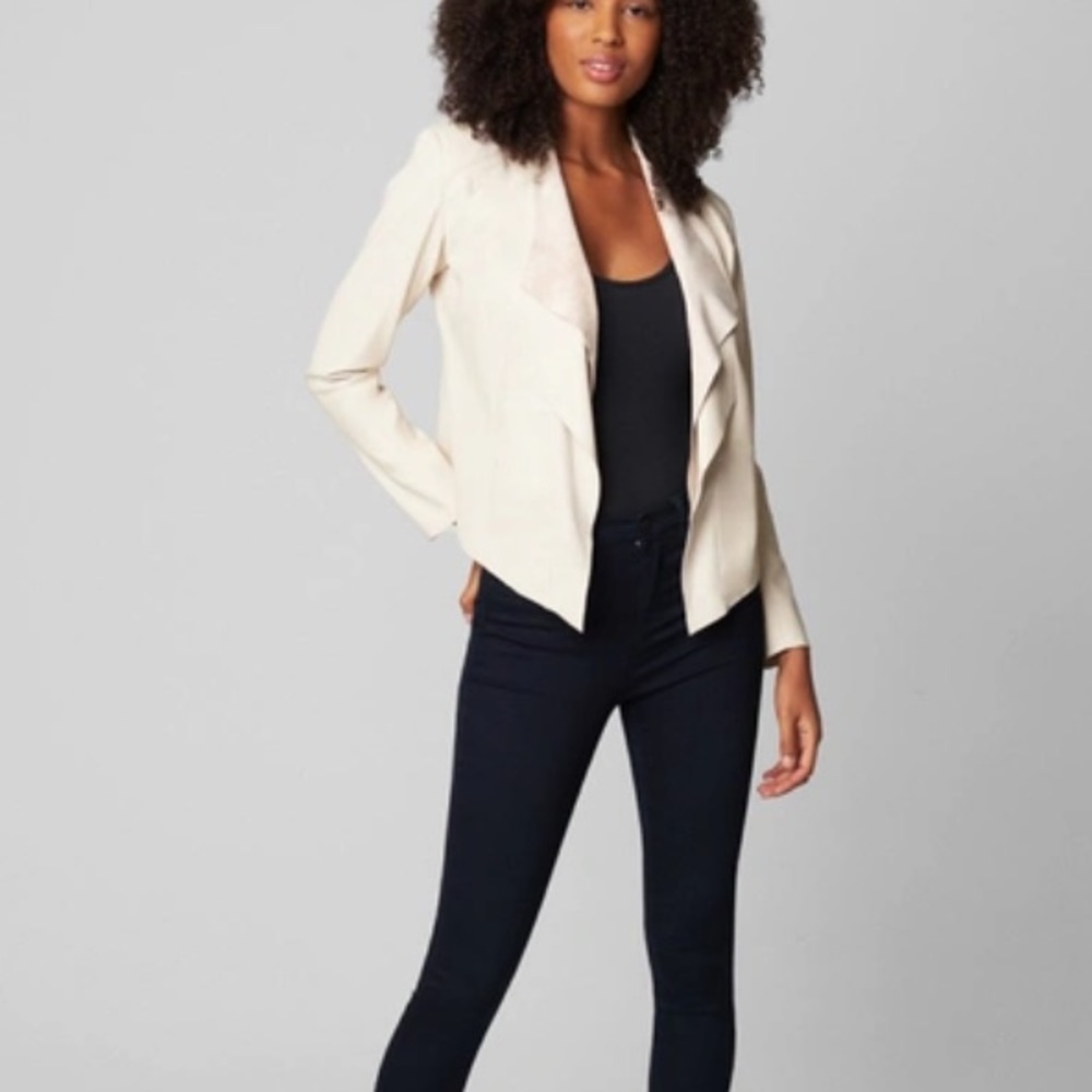 (A8) Blank NYC Lead The Way Faux Suede Jacket in Bone Color, Size L, NWT -Flawed